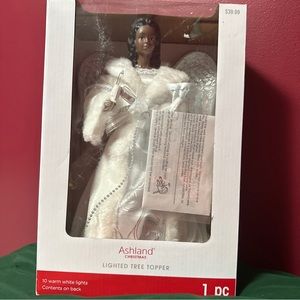 African American Angel lighted Christmas tree topper